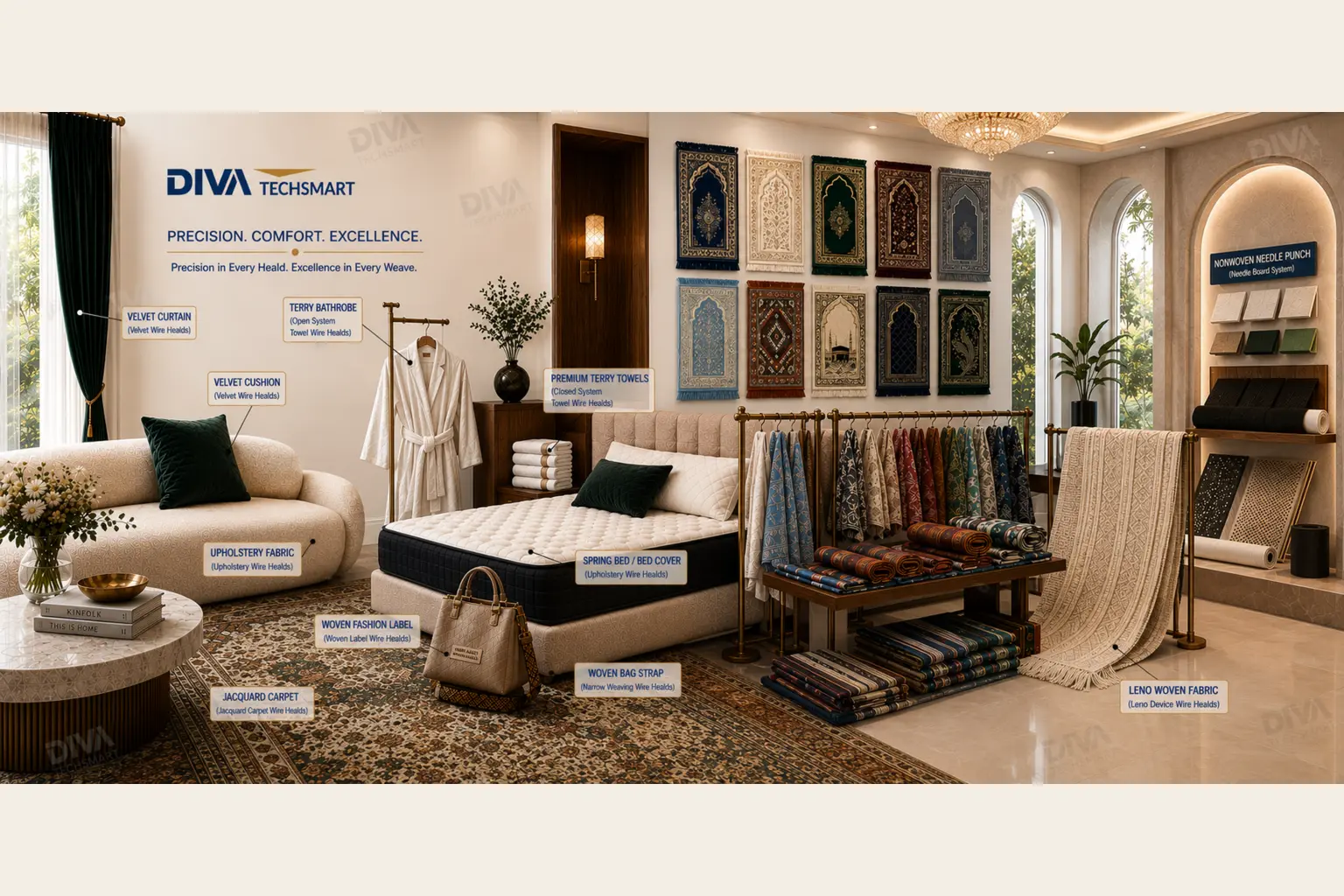 DIVA TECHSMART home-textile and prayer-rug application showroom